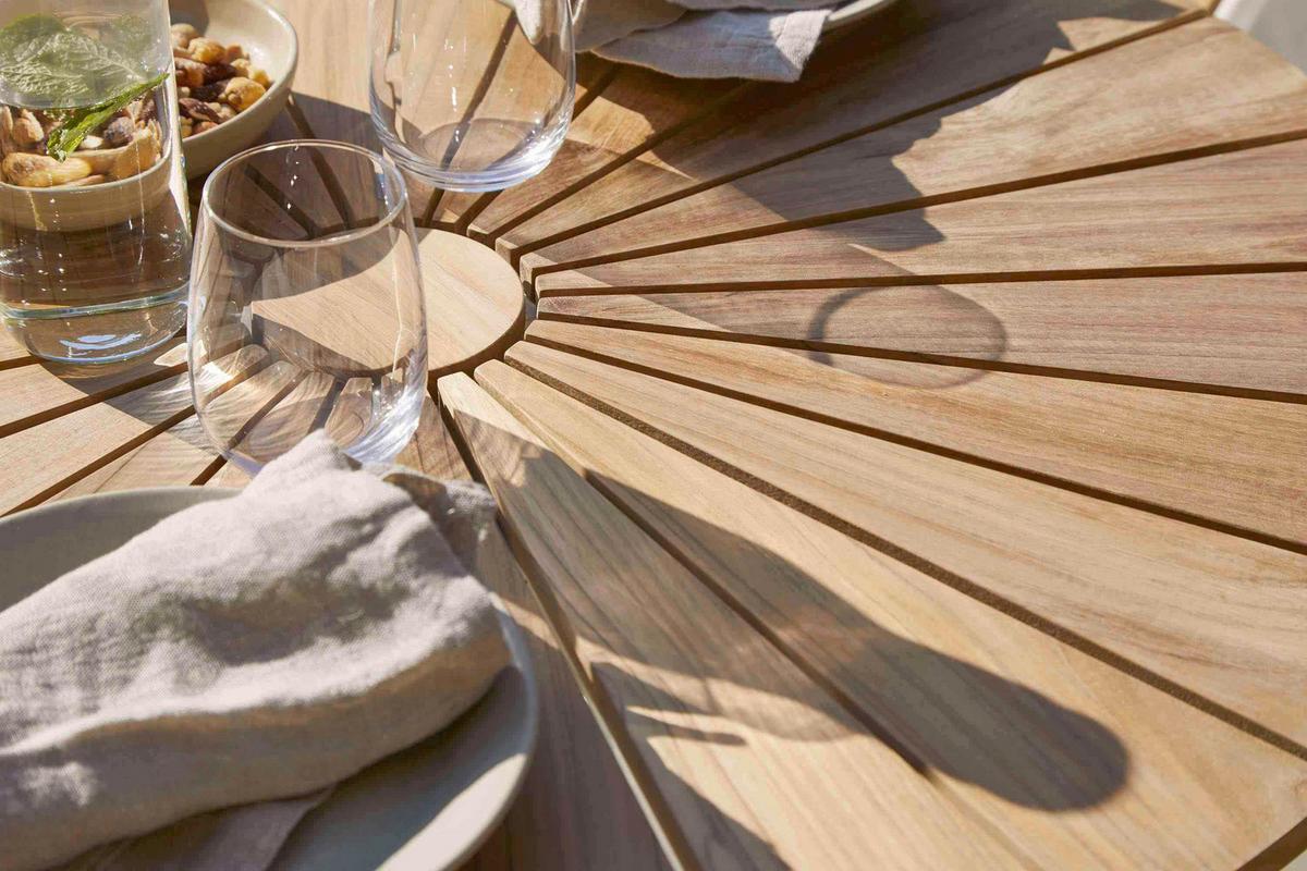 Balkonmöbel Set Ellen Teakholz - Weiß, Natur, Holz - Gardenson
