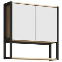 Spiegelschrank Edino - Honigeiche/Schwarz, MODERN, Glas/Holzwerkstoff (60/60/17cm) - MID.YOU