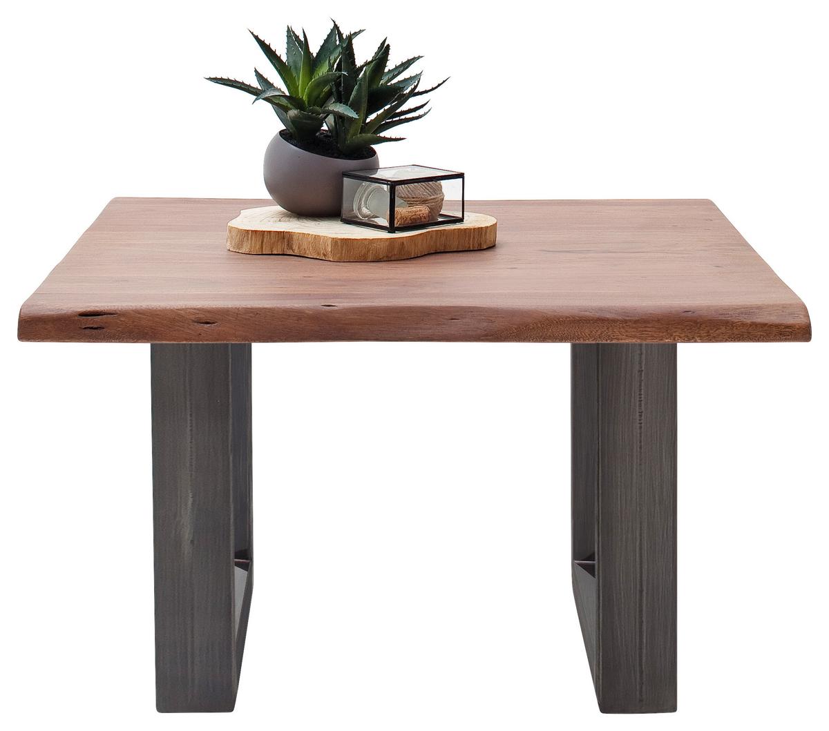 Couchtisch Holz mit Massiver Tischplatte Cartagena, Akazie - Walnussfarben/Nickelfarben, MODERN, Holz/Metall (75/45/75cm)