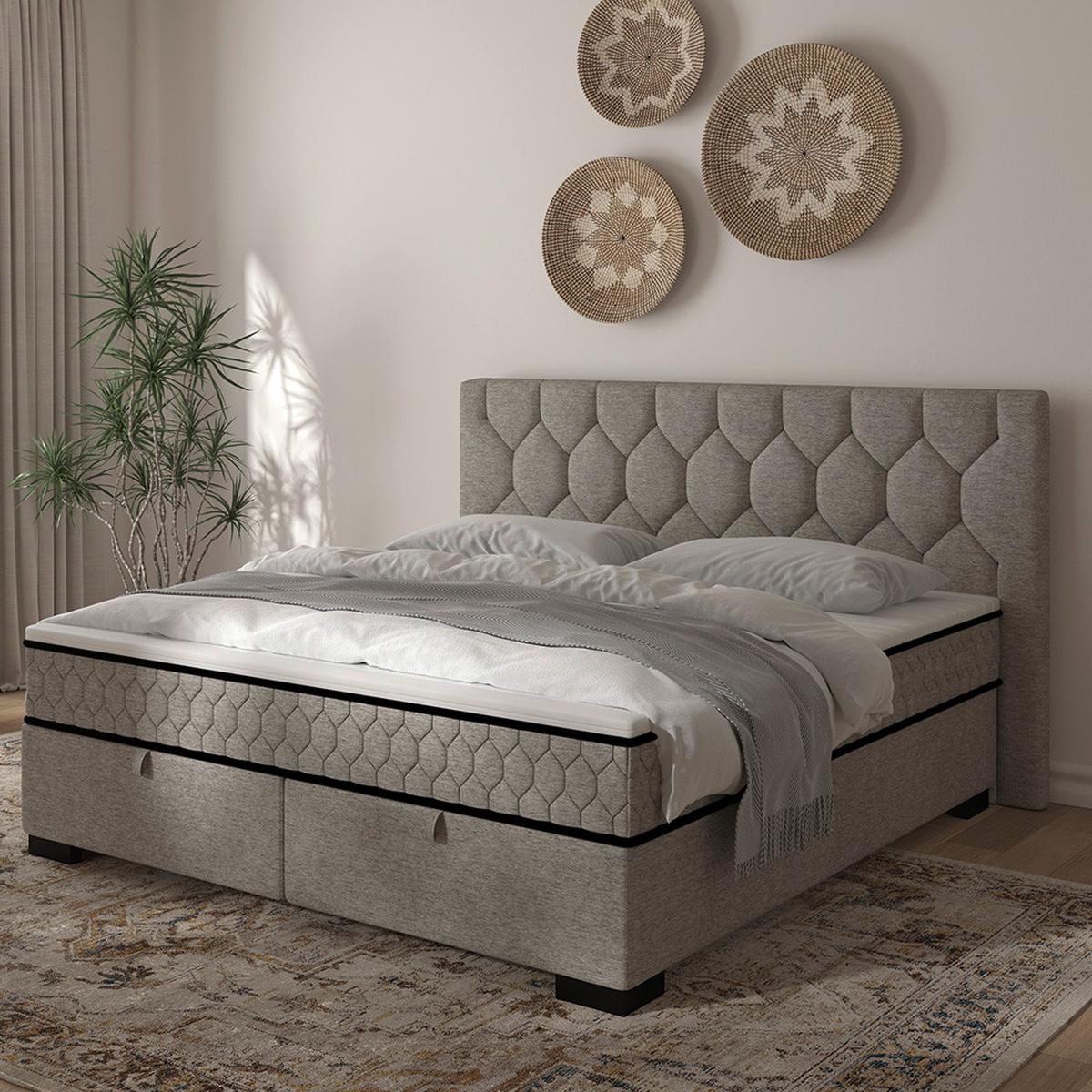 Americká postel MAYA D 160/200 cm, béžová - černá/mátově šedá, Konvenční, dřevo/kompozitní dřevo (160/200cm) - Mömax