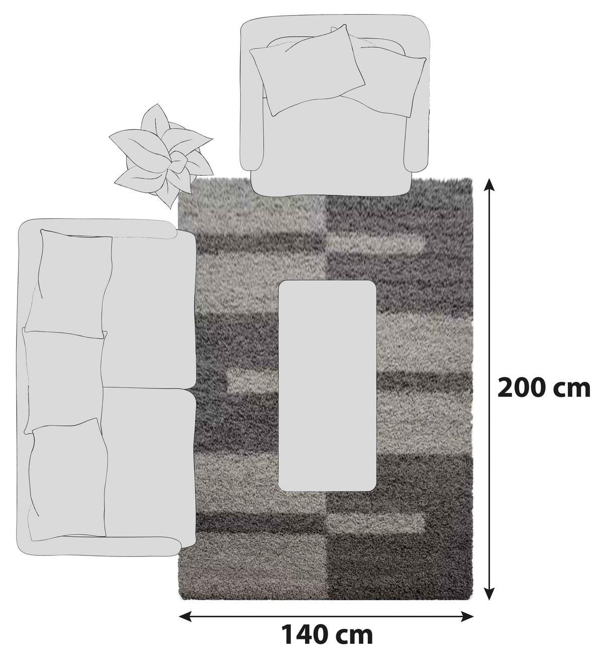 Hochflor Teppich Taupe Gala 140x200 cm - Taupe, Design, Textil (140/200cm)