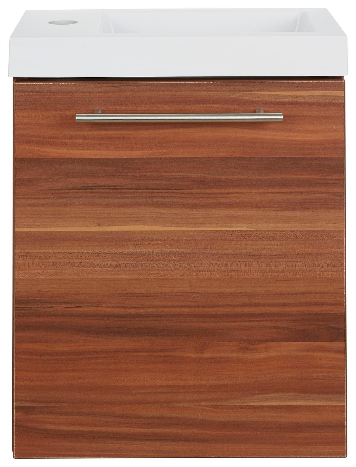 Waschbecken mit Unterschrank Fantasy B: 40 cm Nuss Dekor - Nussbaumfarben, MODERN, Holzwerkstoff/Stein (40/49/22cm)