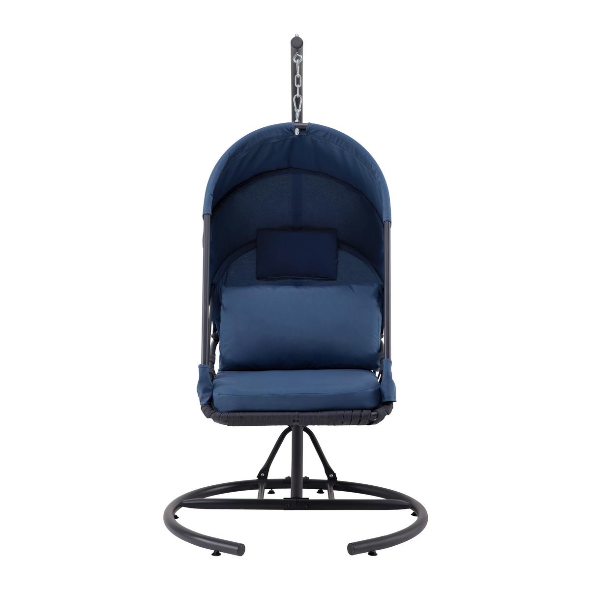 Závesné kreslo ILVA BLU modrá - modrá/tmavosivá, Modern, kov/textil (100/189/123cm) - Bessagi Garden