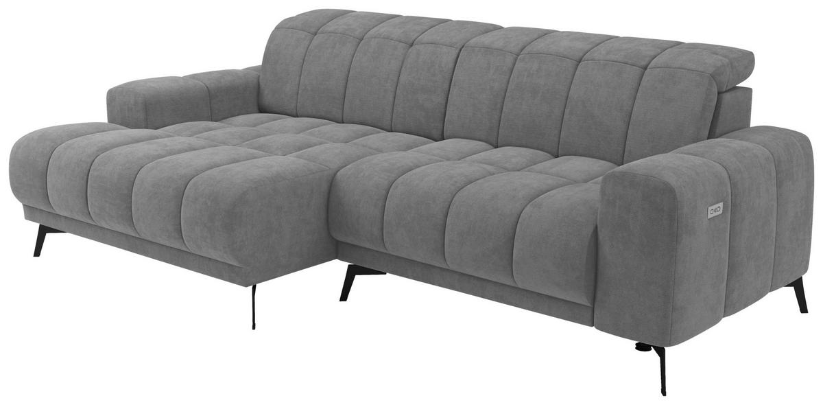 Rohová sedačka LAYA, levá, šedá tkanina MEMPHIS - šedá, Moderní, textil (155/250cm) - Premium Living