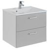 Waschtischkombi Riga Grau/weiß B: 60 Cm - Weiß/Grau, MODERN, Holzwerkstoff/Stein (60cm) - Held