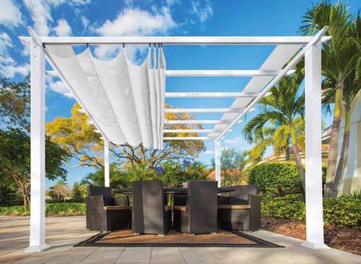 Pavillon Florida 350x235x350cm Sturmfest, Gartenpavillon - Weiß, Basics, Kunststoff/Metall (350/235/350cm)