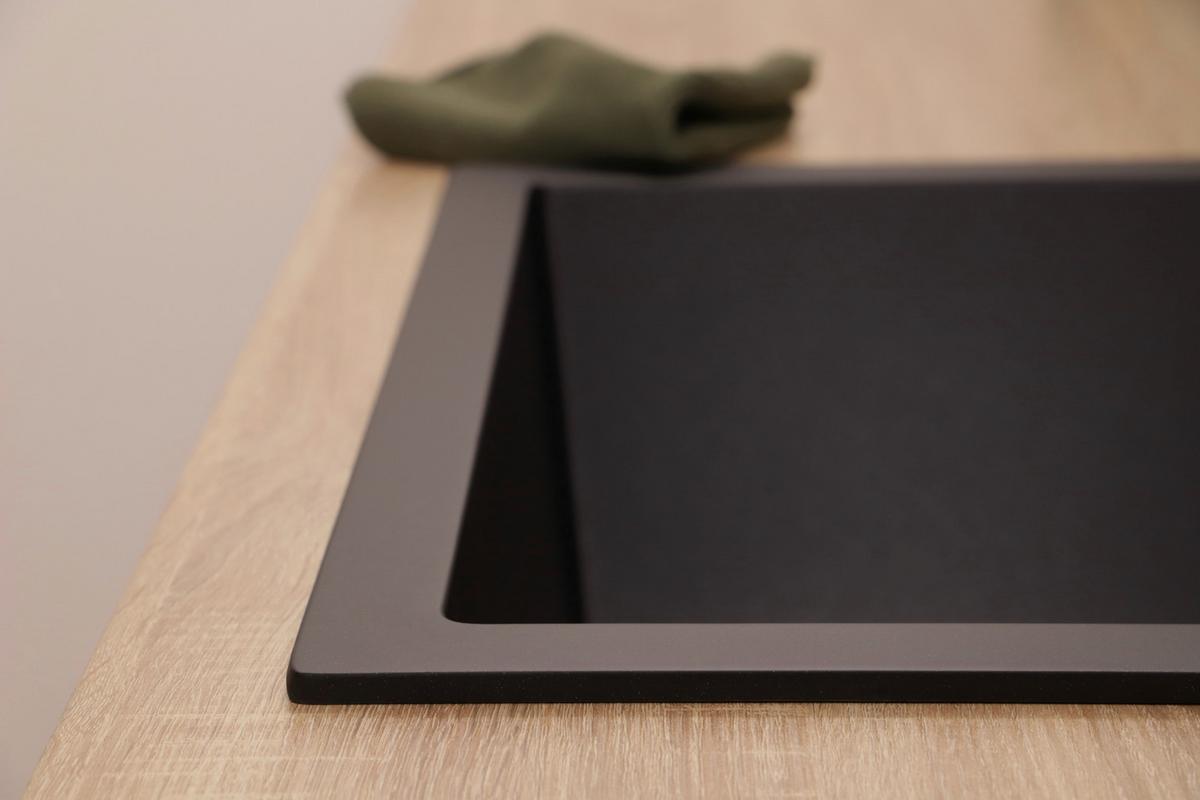 SPÜLE Nelson, Schwarz B: 60 cm - Schwarz, Trend, Stein (60/22/47,5cm) - Respekta