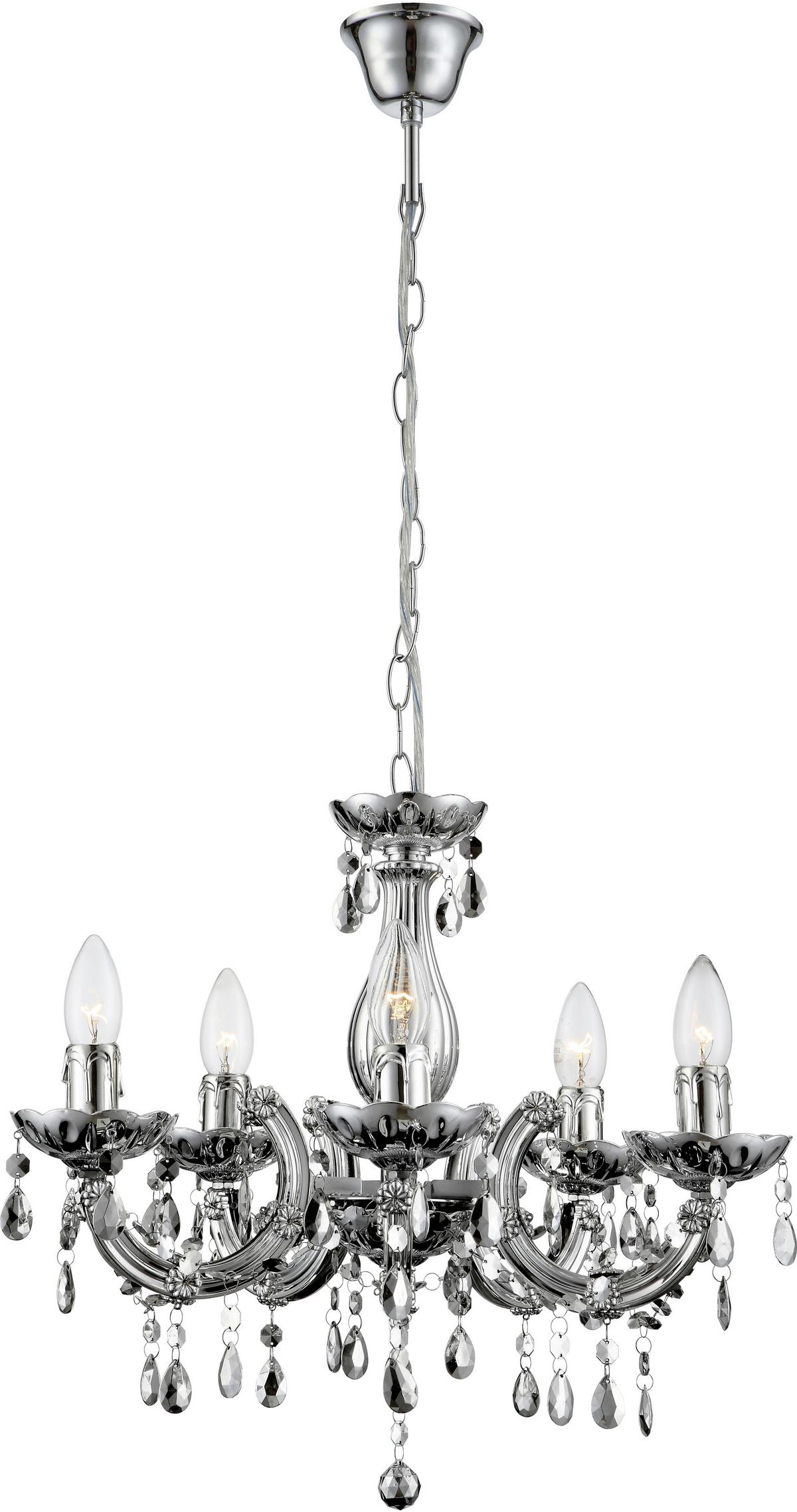 Hängeleuchte Lexi H: 128 cm 5-Flammig - Chromfarben, KONVENTIONELL, Kunststoff/Metall (128cm) - Ondega