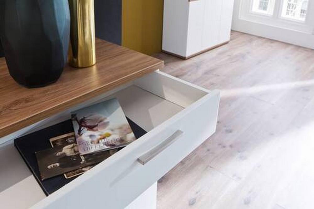Sideboard 180 cm Luzern Weiß/Eichefarben - Eichefarben/Weiß, Design, Holzwerkstoff (180/86/43cm) - Livetastic