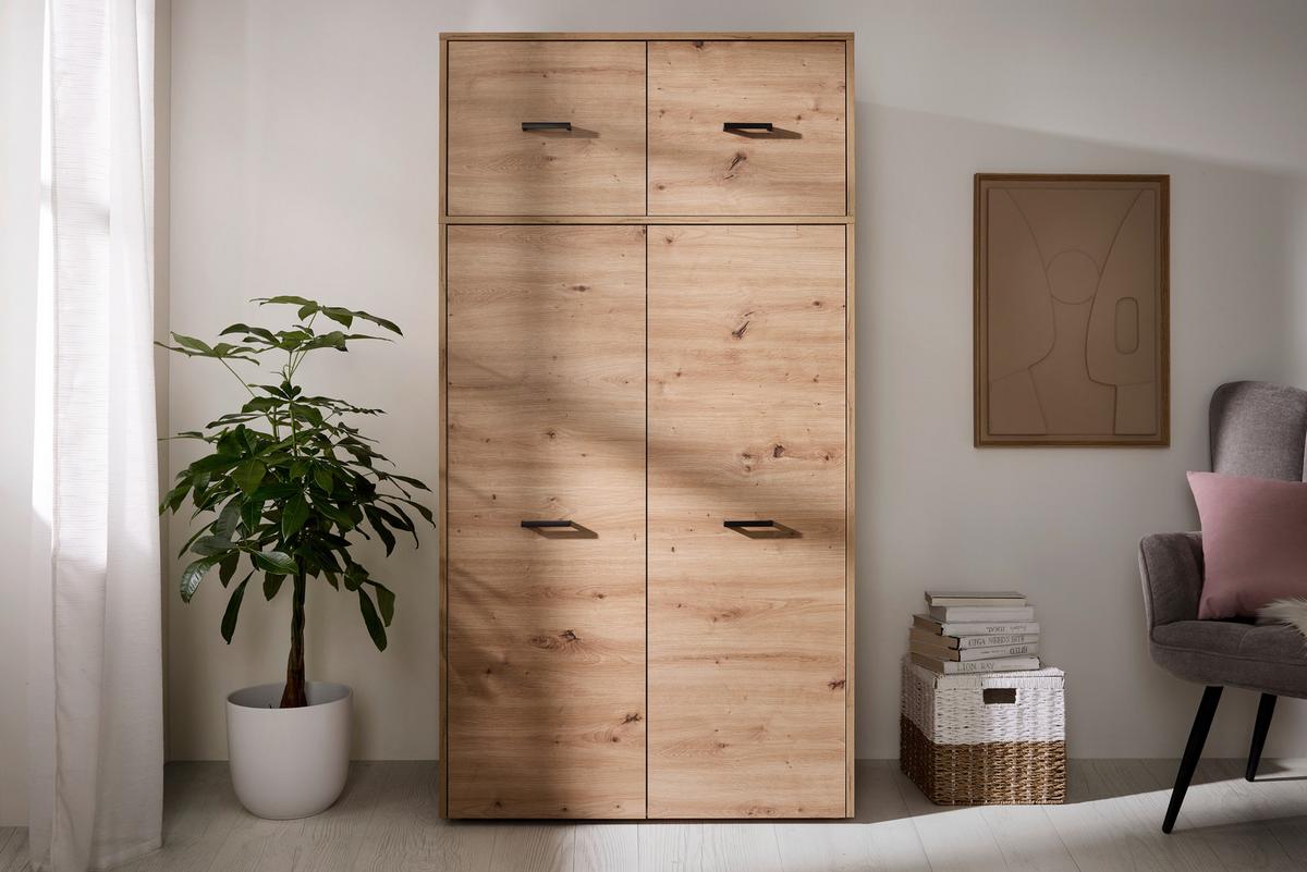 ŠATNÍ SKŘÍŇ KIVO - černá/dub artisan, Moderní, kompozitní dřevo/plast (90/129,8/52,1cm)