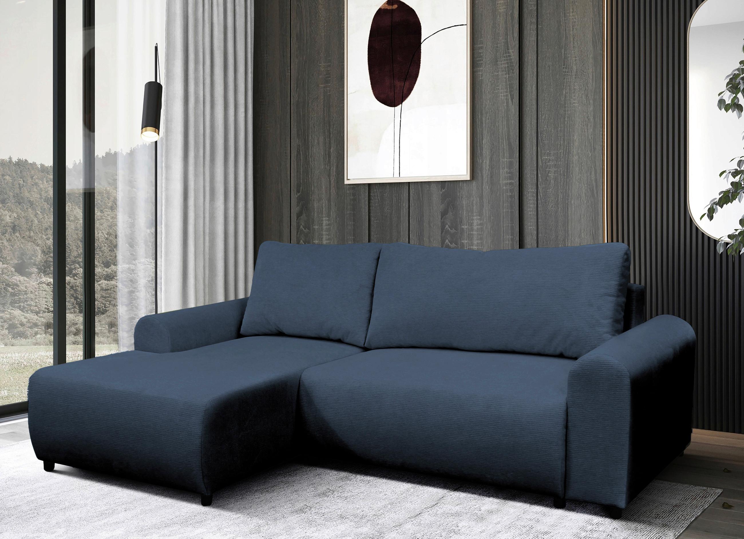 Ecksofa Velo Dunkelblau S: 160x250 cm - Schwarz/Dunkelblau, Design, Textil (160/250cm) - MID.YOU