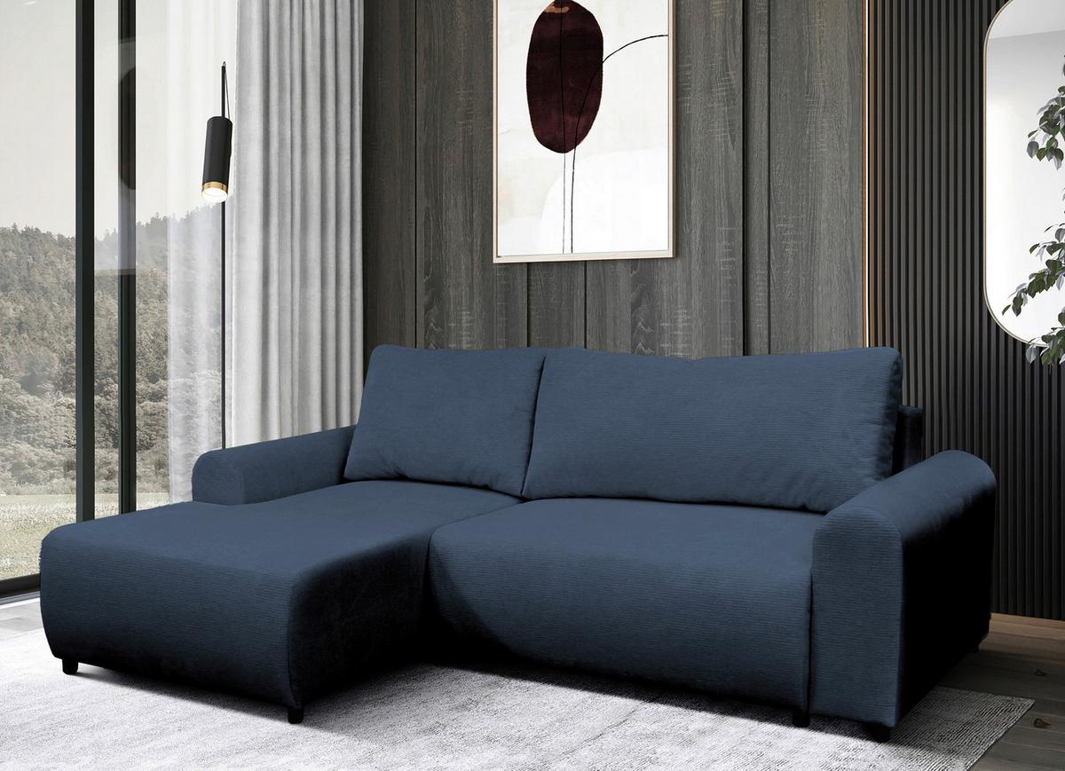 Ecksofa Velo Dunkelblau S: 160x250 Cm - Schwarz/Dunkelblau, Design, Textil (160/250cm) - MID.YOU