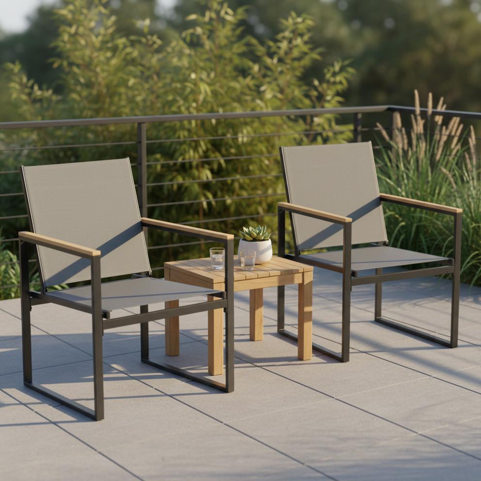 Gartenstuhl-Set Volasi 2er Anthrazit B: 54 cm - Honigeiche/Anthrazit, MODERN, Holzwerkstoff/Kunststoff (54/83/65cm) - Gardenson