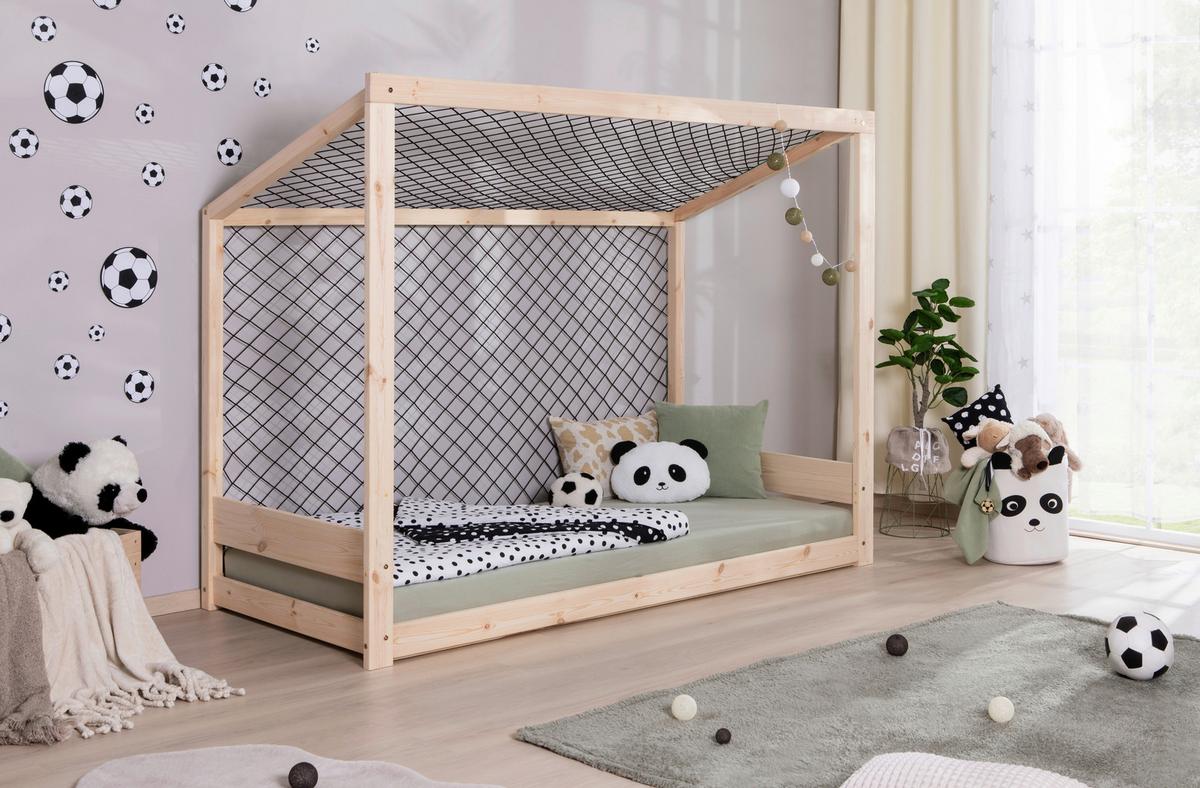 Bodenbett mit Bettkasten 90x200 cm Naturfarben - Naturfarben, MODERN, Holz (90/200cm) - MID.YOU