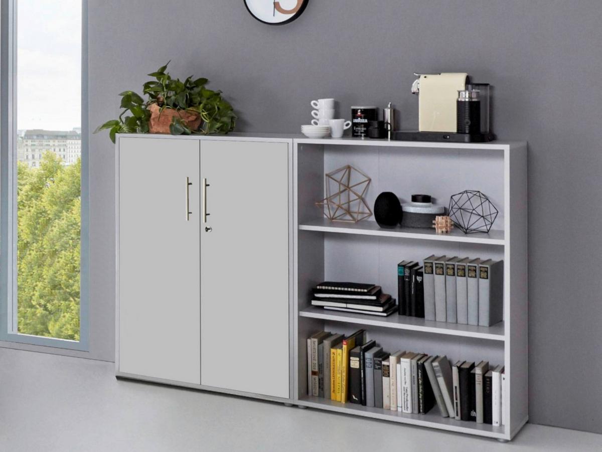 AKTENSCHRANK OFFICE EDITION-SW SET 1 NIEDR. - Hellgrau, MODERN, Holzwerkstoff (168,8/113,6/33cm) - MID.YOU