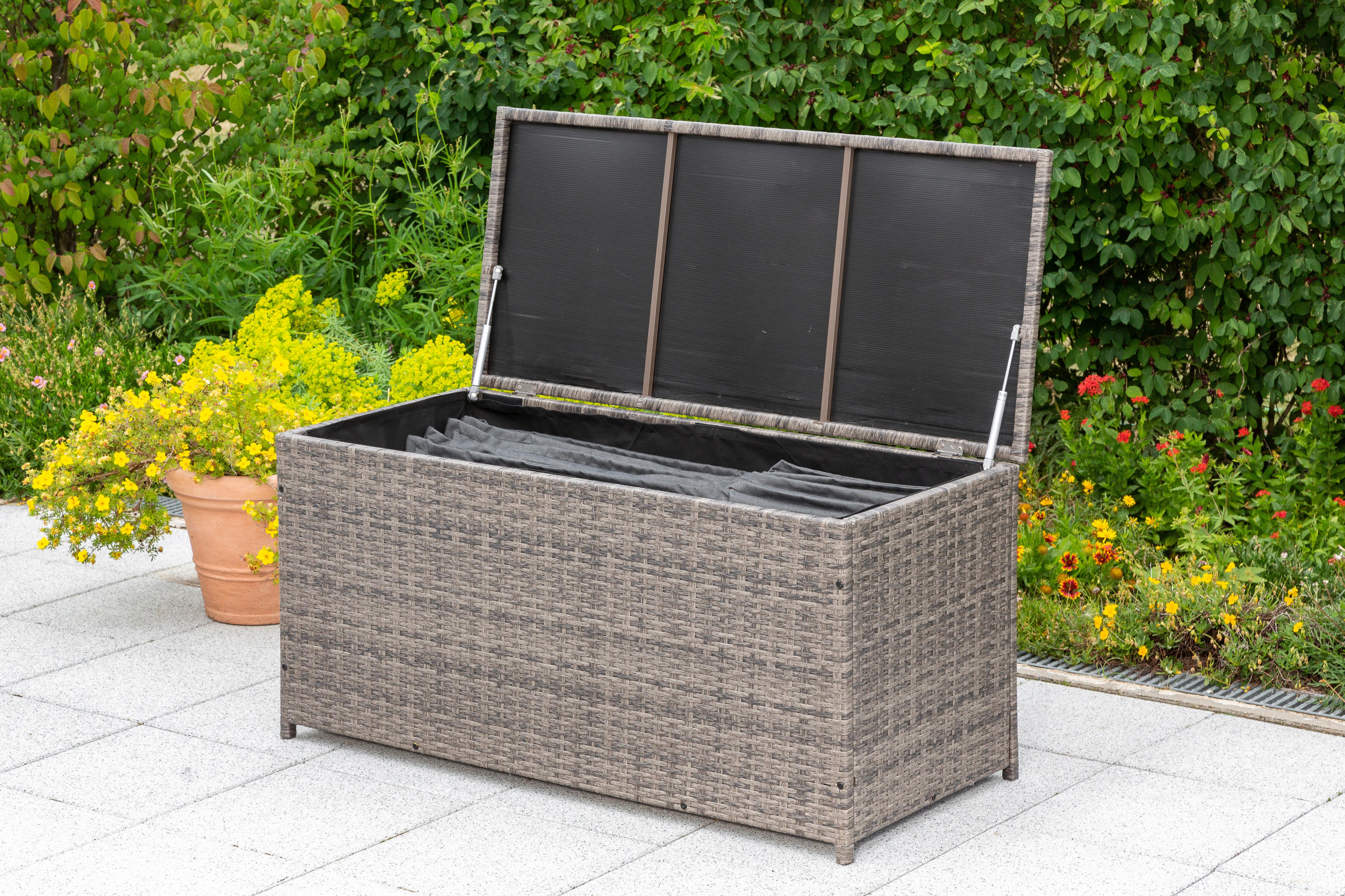 Kissenbox mit Aufklappbarem Deckel BxHxT: 123/54/60 cm - Grau, KONVENTIONELL, Kunststoff/Metall (123/54/60cm) - Gardenson