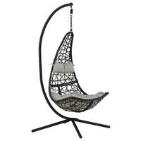 Hängesessel +gestell Edinburgh Mit Sitz- Und Rückenkissen - Schwarz/Grau, KONVENTIONELL, Kunststoff (132/205/130cm) - Gardenson