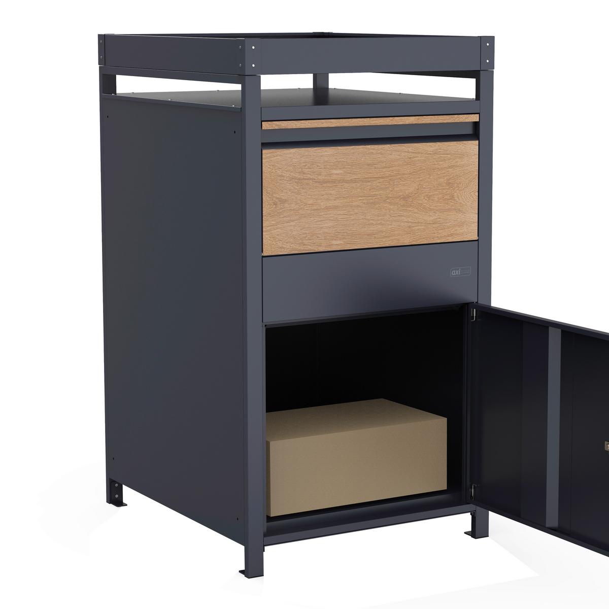 Paketbox Anthrazit, Braun L: 68 B: 80 H: 124 - Anthrazit/Braun, LIFESTYLE, Metall (68/80/124cm)