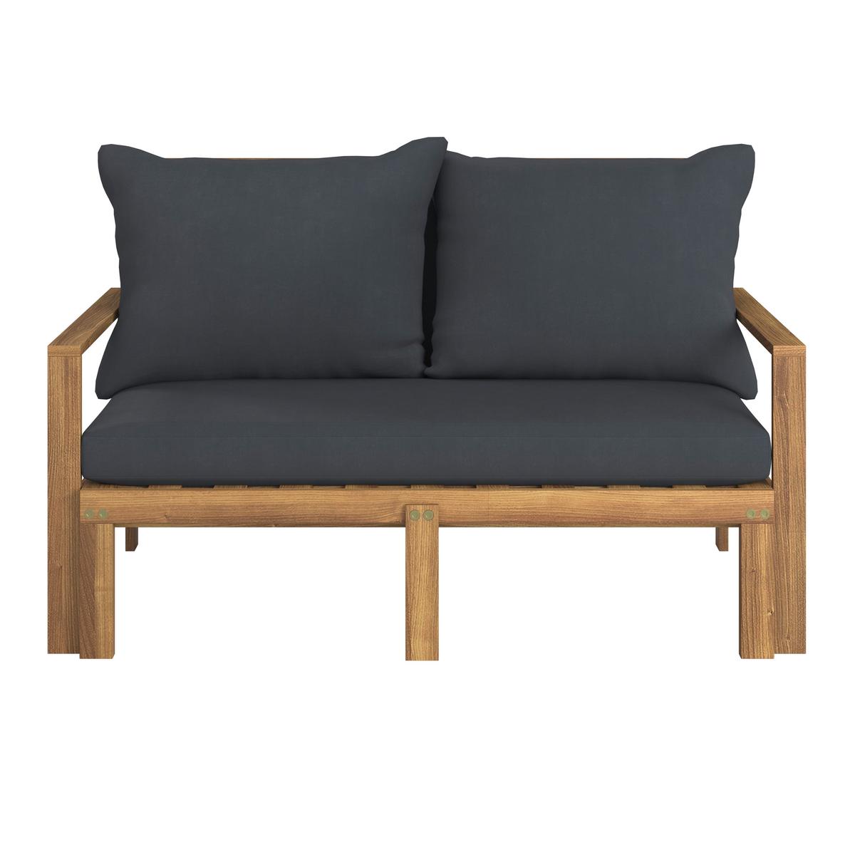 Záhradní pohovka PIA - tmavě šedá, Moderní, dřevo/textil (130/75/80-130cm) - Bessagi Garden