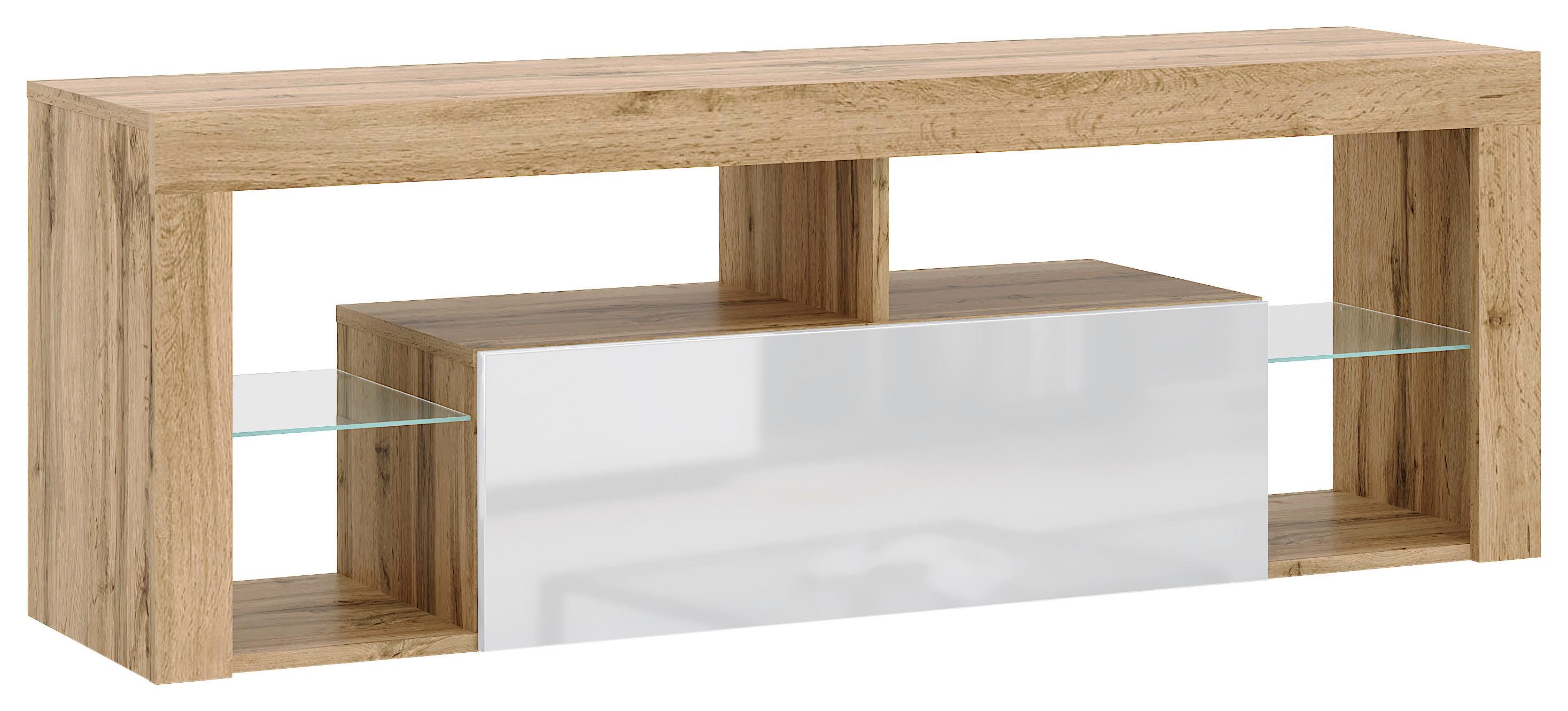 TV-Lowboard Everest B: 140 cm Wotan Eiche Dekor Weiß