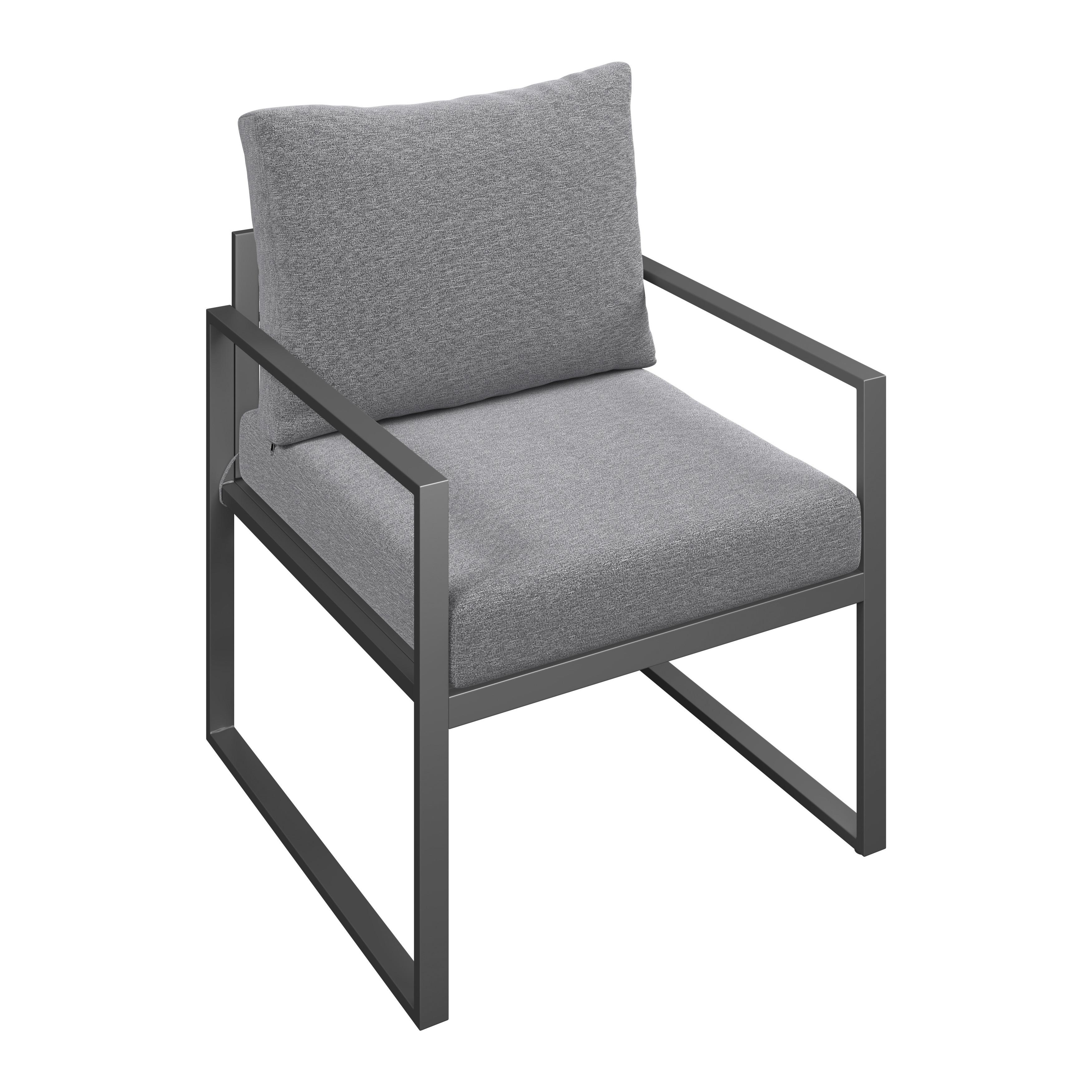 Gartensessel Leon - Dunkelgrau/Anthrazit, MODERN, Textil/Metall (66/69/65cm) - Beldano