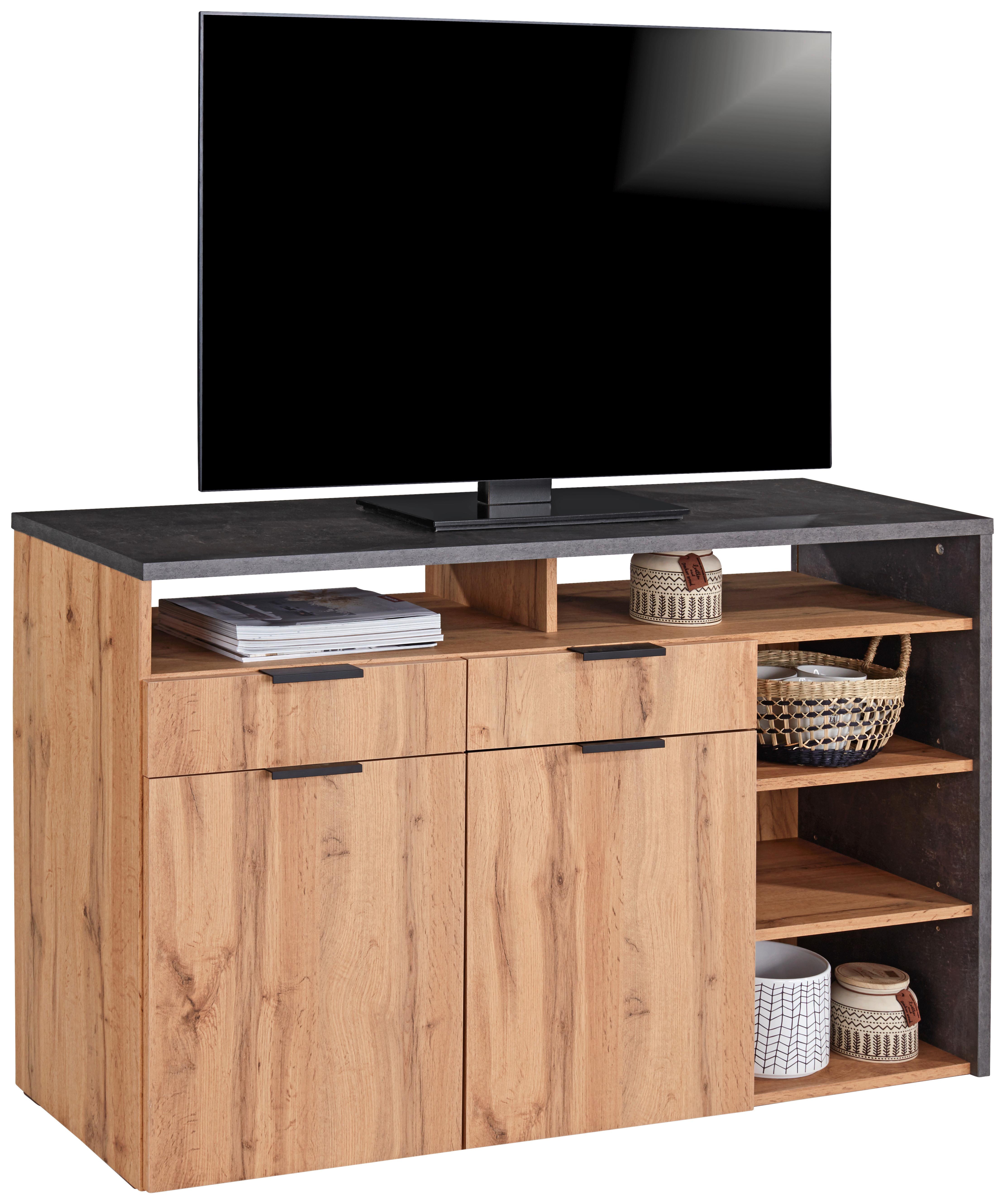TV-Regal MX146 B: 130 cm Betonoptik/Eiche Dekor - Eichefarben, MODERN, Holzwerkstoff (130/80/40cm)