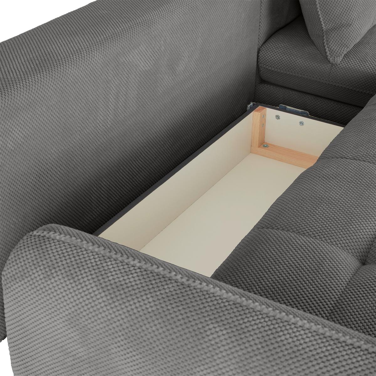 Ecksofa Wave - Schwarz/Grau, MODERN, Holz/Textil (266/189cm)