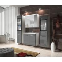 Badmöbel-set 5-tlg. Inkl. Led Madrit Weiß/grau Hochglanz - Weiß/Grau, Basics, Glas/Holzwerkstoff (120cm) - P & B