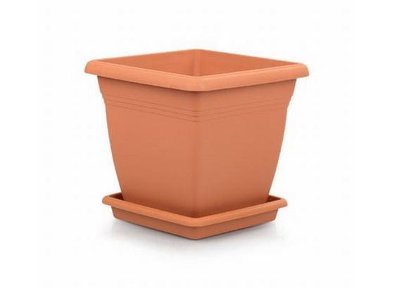 Pflanztopf Irene Untersetzer - Anthrazit/Terra cotta, KONVENTIONELL, Kunststoff (22/22cm) - Ombra Pflanztopf Irene Untersetzer - Anthrazit/Terra cotta, KONVENTIONELL, Kunststoff (22/22cm) - Ombra
