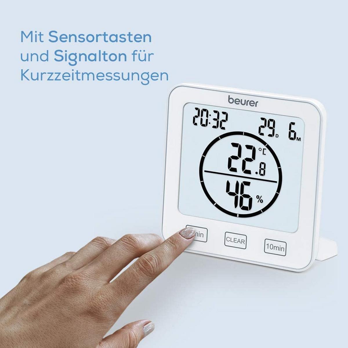 Funkwetterstation Hm 22 Weiß Digital - Weiß, Basics, Kunststoff (10,6/10,9/2,9cm) - Beurer