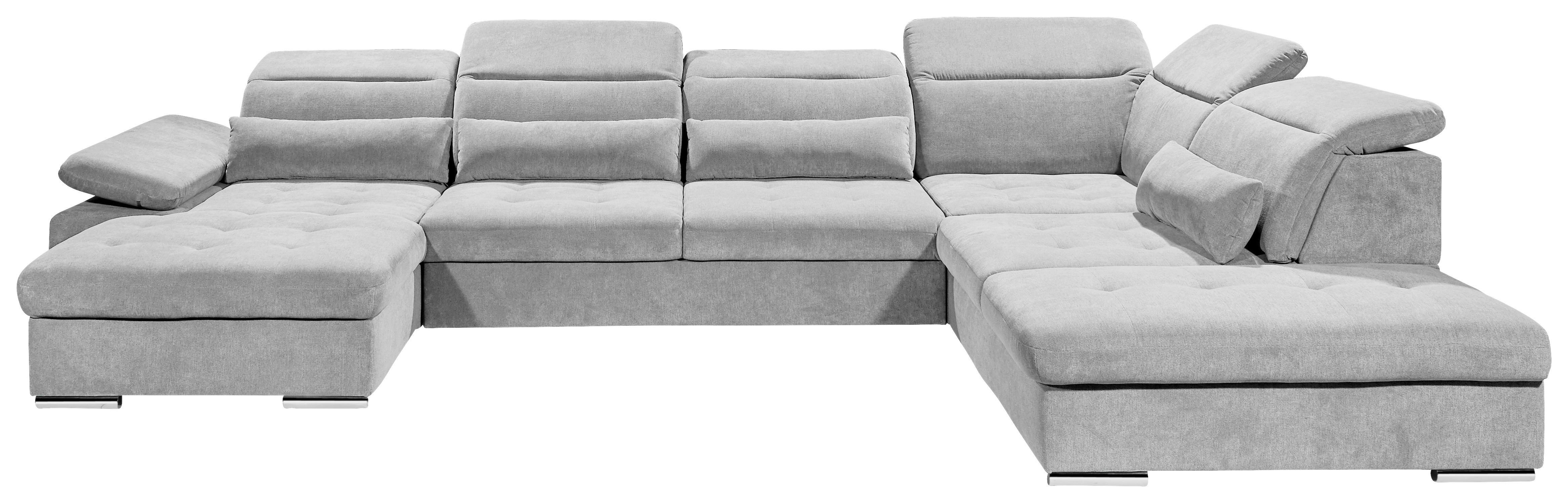 Sedací Souprava S Rozkladem Coletta Stříbrná - barvy stříbra, Moderní, textil/plast (195/394/260cm) - MID.YOU