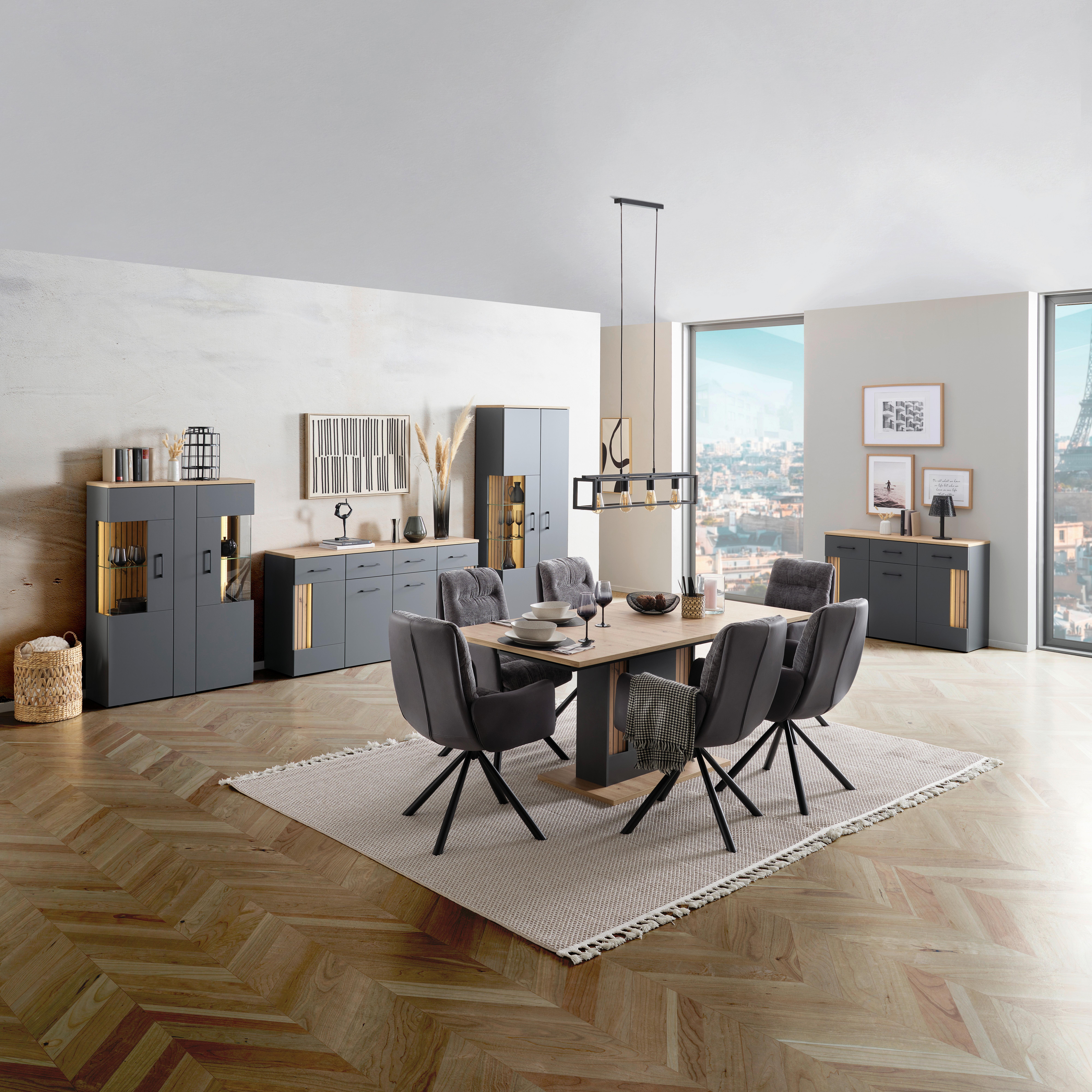 Vitrin Amare Amrv 03 - Modern, faalapú anyag/Üveg (76,3/192/35cm)