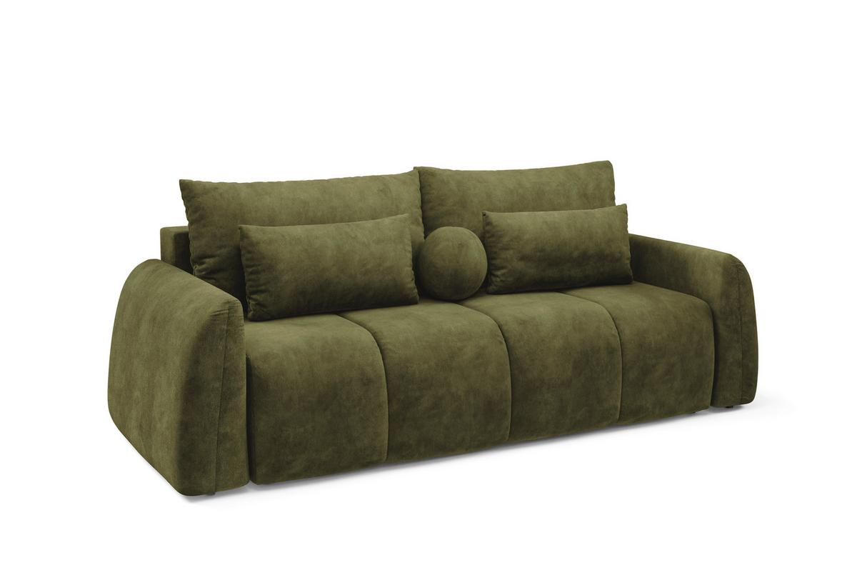 Schlafsofa Geronimo Olivgrün B: 252cm - Schwarz/Olivgrün, Design, Textil (252/93/167cm) - Livetastic