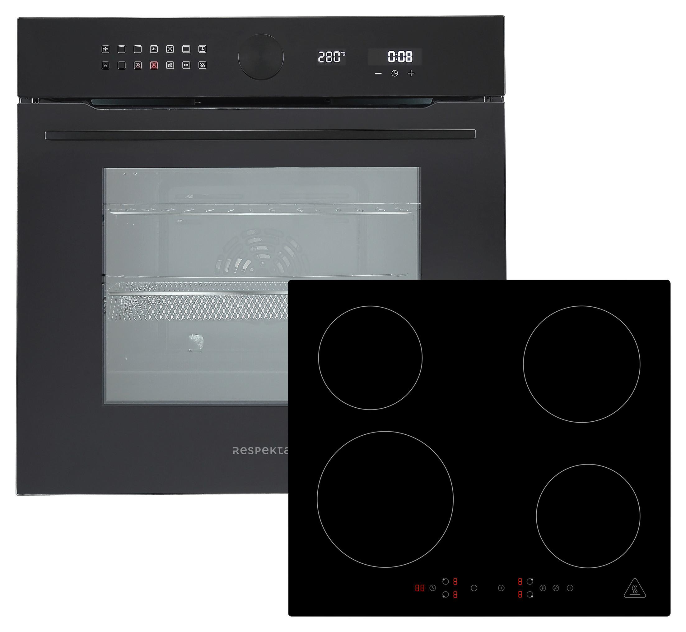 Backofenset Schwarz B: 59,5 cm - Schwarz, Basics, Glas/Metall (59,5/59,5/57,5cm) - Respekta