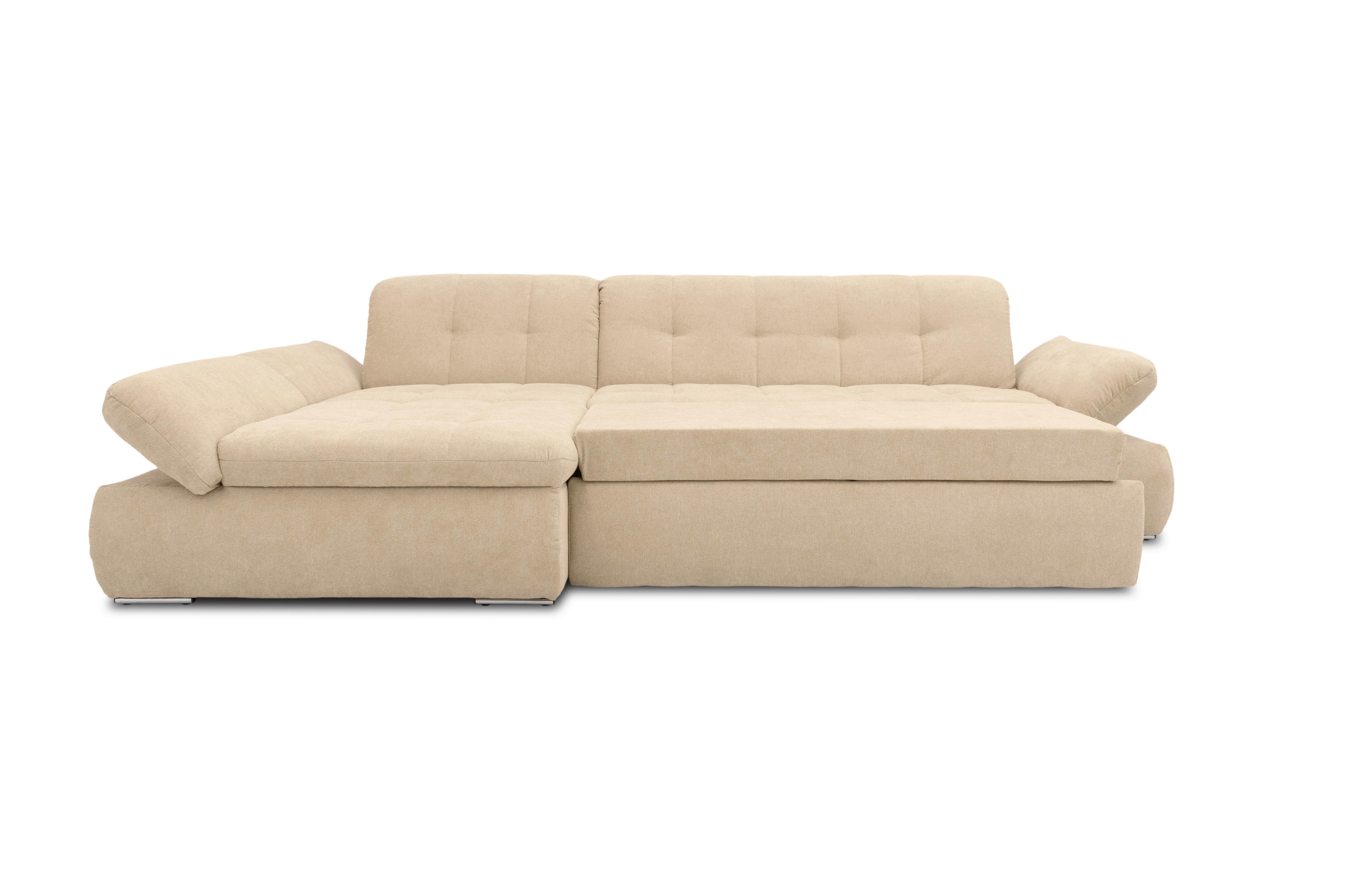 Ecksofa Mit Schlaffunktion Moric Beige Mikrofaser - Chromfarben/Beige, KONVENTIONELL, Textil (172/300cm) - MID.YOU